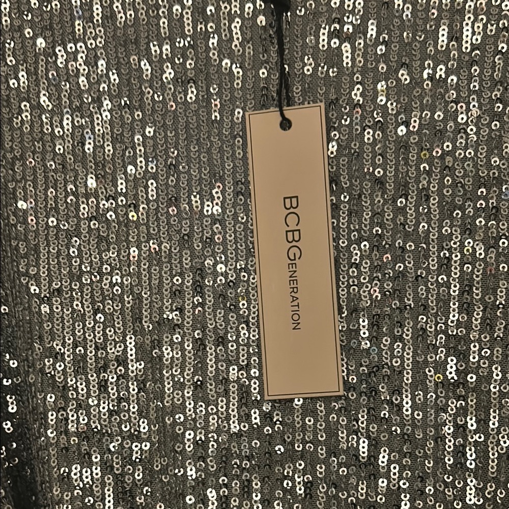 Bcbgeneration Shimmering Silver Sequin Dress - image 3